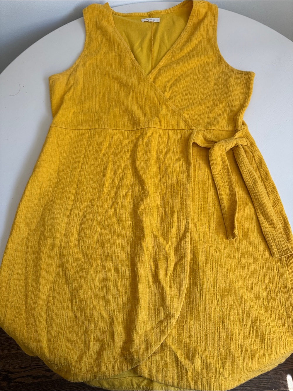 Madewell Yellow Wrap Tank Dress with Tie Waist